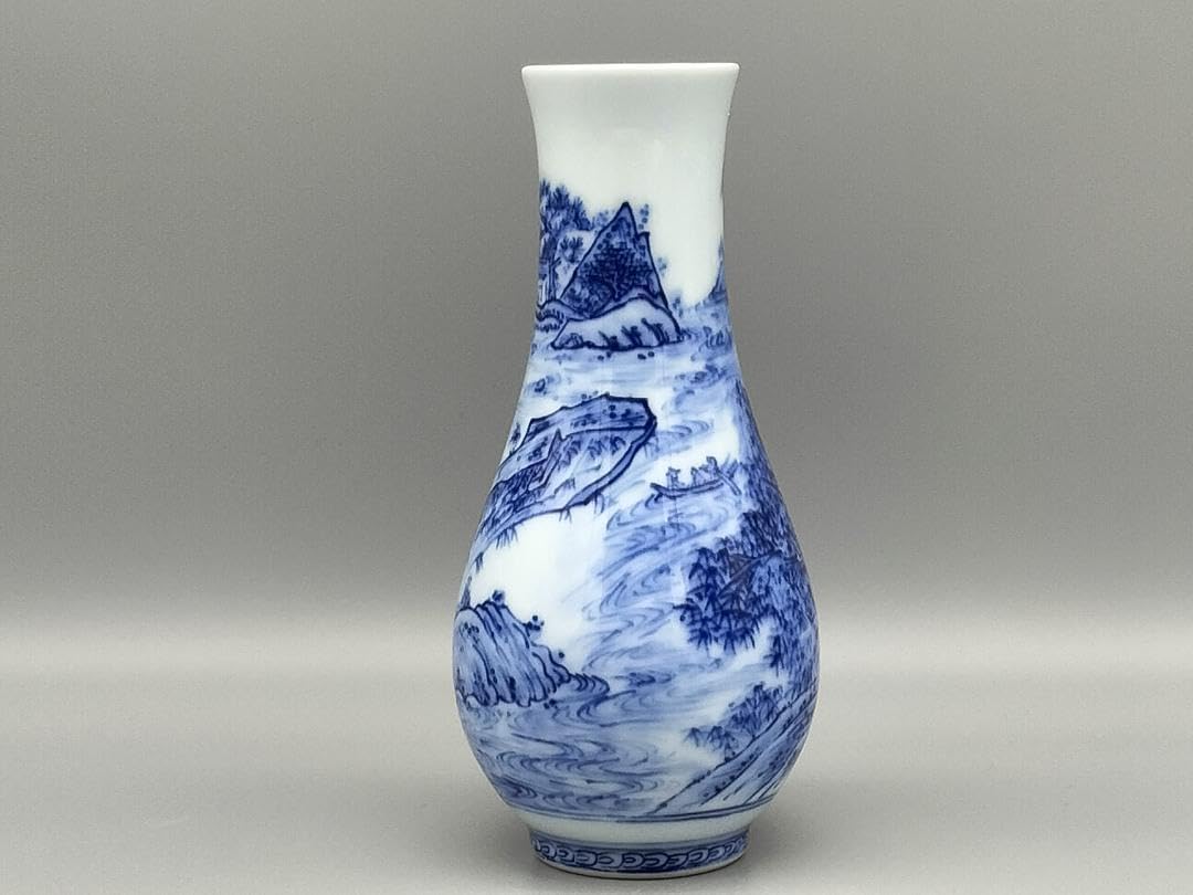 無形文化財 13代玉泉作 染付山水文尺立　共箱 茶道具 三川内焼 無形文化財 13代玉泉作 染付山水文尺立 共箱 茶道具 三川内焼 無形文化